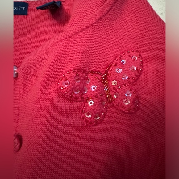 Karen Scott Pink Butterfly Cardigan - Picture 2 of 4